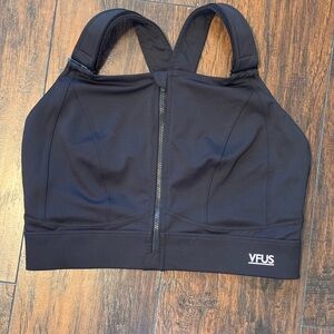 VFUS Zip Front Adjustable High Impact Sports Bra Full Coverage Black‎ Large